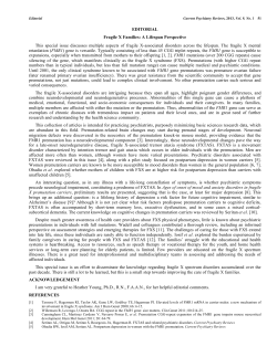 EDITORIAL Fragile X Families: A Lifespan Perspective This special