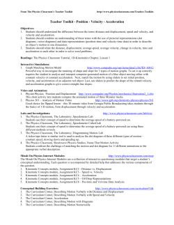 Teacher Toolkit - Position - Velocity - Acceleration