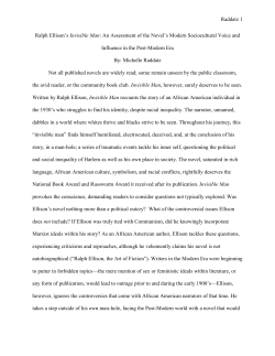 Raddatz 1 Ralph Ellison`s Invisible Man: An Assessment of the