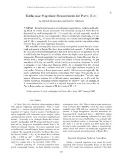 Earthquake Magnitude Measurements for Puerto Rico