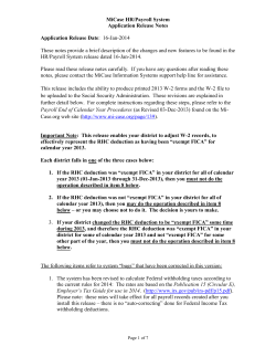 MiCase HR/Payroll System Application Release Notes Application