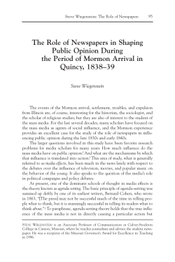 The Role of Newspapers in Shaping Public Opinion During the