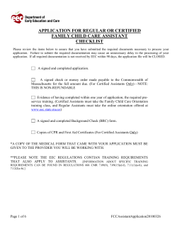 application for a family child care assistant