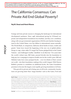 The California Consensus: Can Private Aid End Global Poverty?