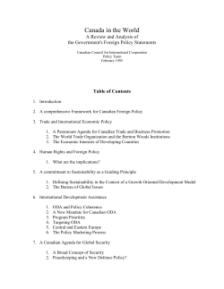 Canada in the World, A Review and Analysis of the Government