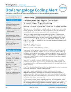 Otolaryngology Coding Alert - Association of Otolaryngology