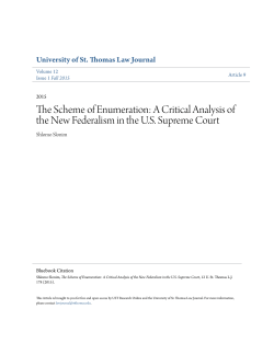 A Critical Analysis of the New Federalism in the US Supreme Court
