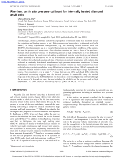 Rhenium, an in situ pressure calibrant for internally