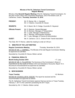 Minutes of the St. Catharines Transit Commission Regular Meeting