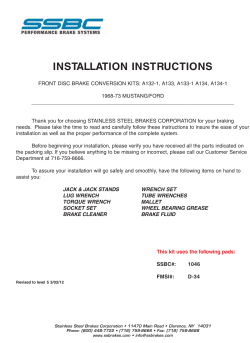 Instruction Manual - Stainless Steel Brakes Corporation