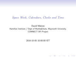 Space Week, Calendars, Clocks and Time