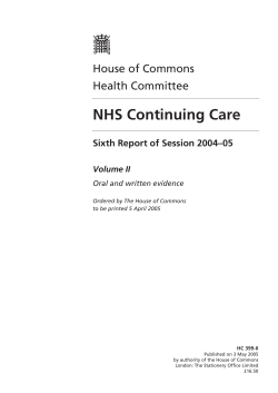 NHS Continuing Care - Publications.parliament.uk