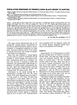 population response of pennsylvania black bears to hunting