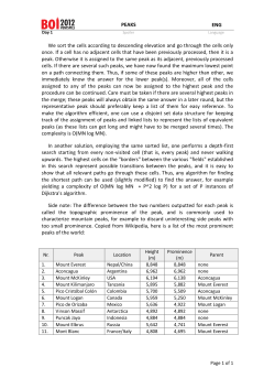 PEAKS ENG We sort the cells according to descending elevation