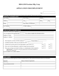 Employment Application - Rid-Lom Precision Manufacturing