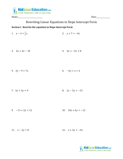 Rewriting Linear Equations in Slope Intercept