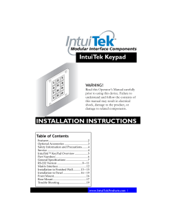 intuiTek Numeric 3x4 Keypad installation instructions