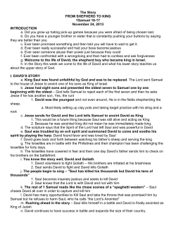 The Story FROM SHEPHERD TO KING 1Samuel 16
