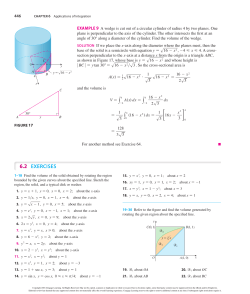 446 ExAmplE 9 A wedge is cut out of a circular cylinder of radius 4