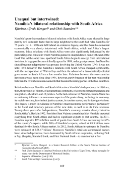 Unequal but intertwined: Namibia`s bilateral relationship with South