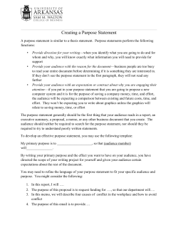 Creating a Purpose Statement
