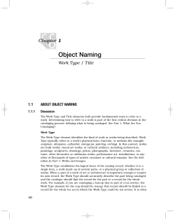 1. Object Naming - Cataloging Cultural Objects