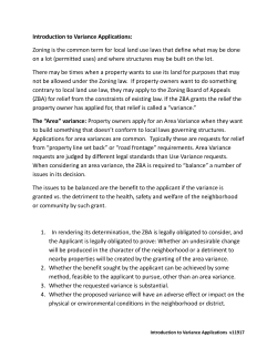 Introduction to Variance Applications: Zoning is the common term for