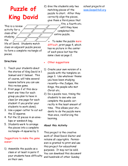 Puzzle for life of King David