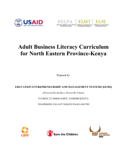 Adult Business Literacy Curriculum for North Eastern Province