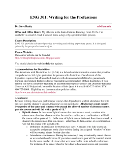 ENG 301: Writing for the Professions