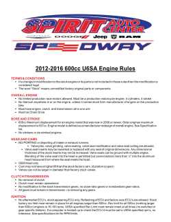 2012-2016 600cc U6SA Engine Rules