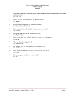 SCHUYLKILL ACADEMIC LEAGUE 2011