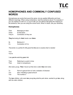 HOMOPHONES AND COMMONLY CONFUSED WORDS