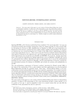 NEWTON-HENSEL INTERPOLATION LIFTING Introduction Quoting