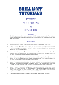 IIT-JEE, 2003 SCREENIN