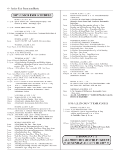 Jr. Fair Schedule - Allen County Fair