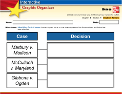 Case Marbury v. Madison McCulloch v. Maryland Gibbons v. Ogden