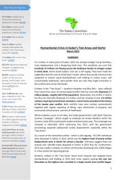 Humanitarian Crisis in Sudan`s Two Areas and Darfur