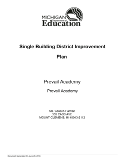 Single Building District Improvement Plan Prevail Academy