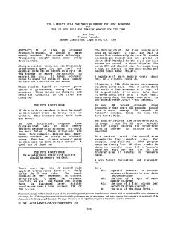 THE 10 BYTE RULE FOR TRADING MEMORY FOR CPU TIME Jim