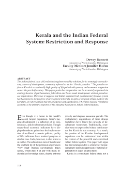 Kerala and the Indian Federal System: Restriction