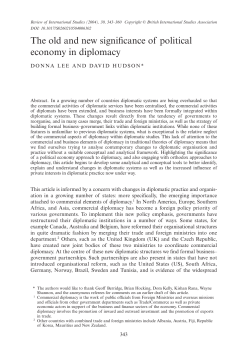The old and new significance of political economy in diplomacy