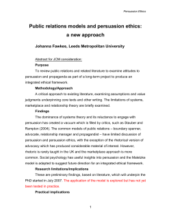 Public relations models and persuasion ethics: a