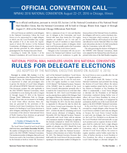 OFFICIAL CONVENTION CALL RULES FOR DELEGATE ELECTIONS