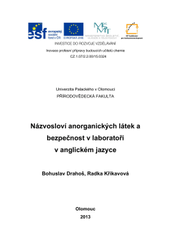 N&aacute;zvoslov&iacute; anorganick&yacute;ch l&aacute;tek a bezpečnost v laboratoři v