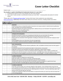 Cover Letter Checklist