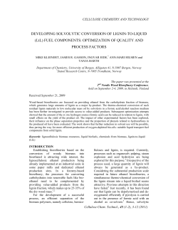 DEVELOPING SOLVOLYTIC CONVERSION OF LIGNIN-TO