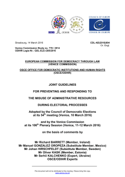 Joint Guidelines For Preventing and Responding to the