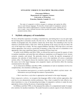 Stylistic choice in machine translation