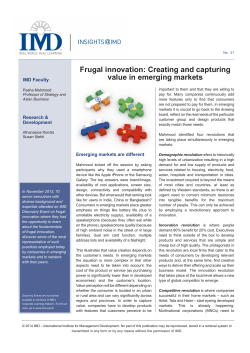 Frugal innovation: Creating and capturing value in emerging